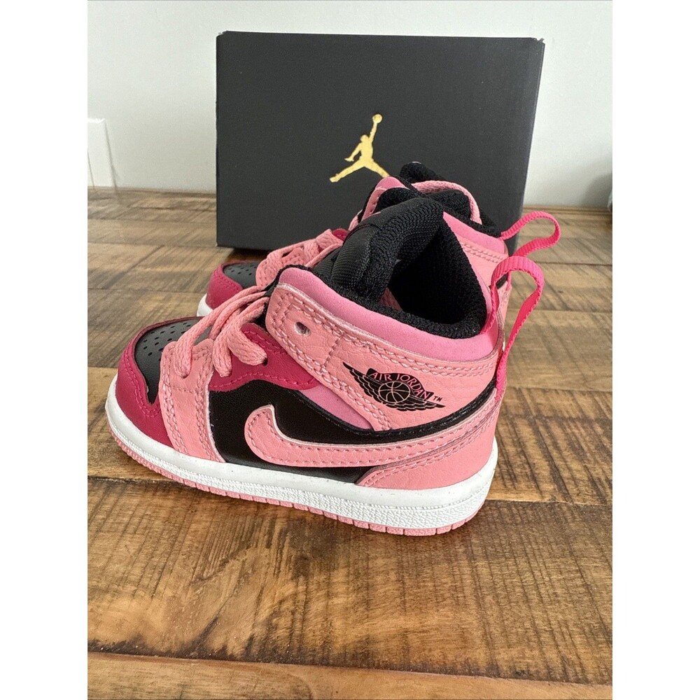 Nike Air Jordan 1 Mid TD 4C Coral Chalk Pink Pinksicle 640735-662 - Picture 4 of 8